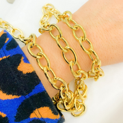 Y89GP. Gold Plated 925 Sterling Silver Smooth Oval Link Chain